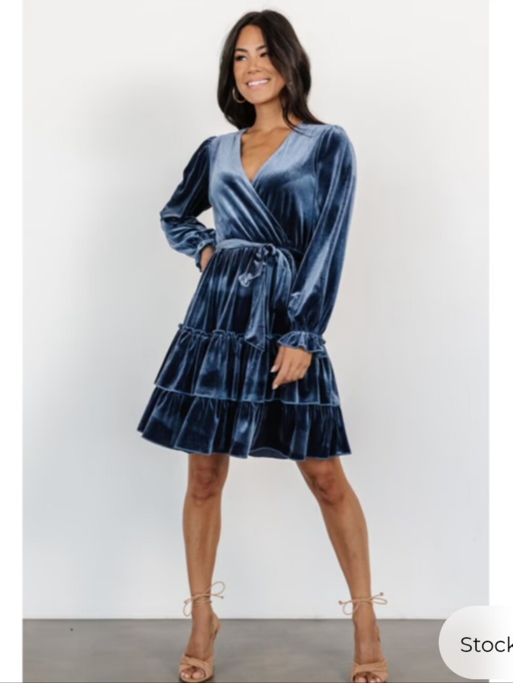 Baltic Born Shannon Velvet Short Dress | Slate Blue, 2X
